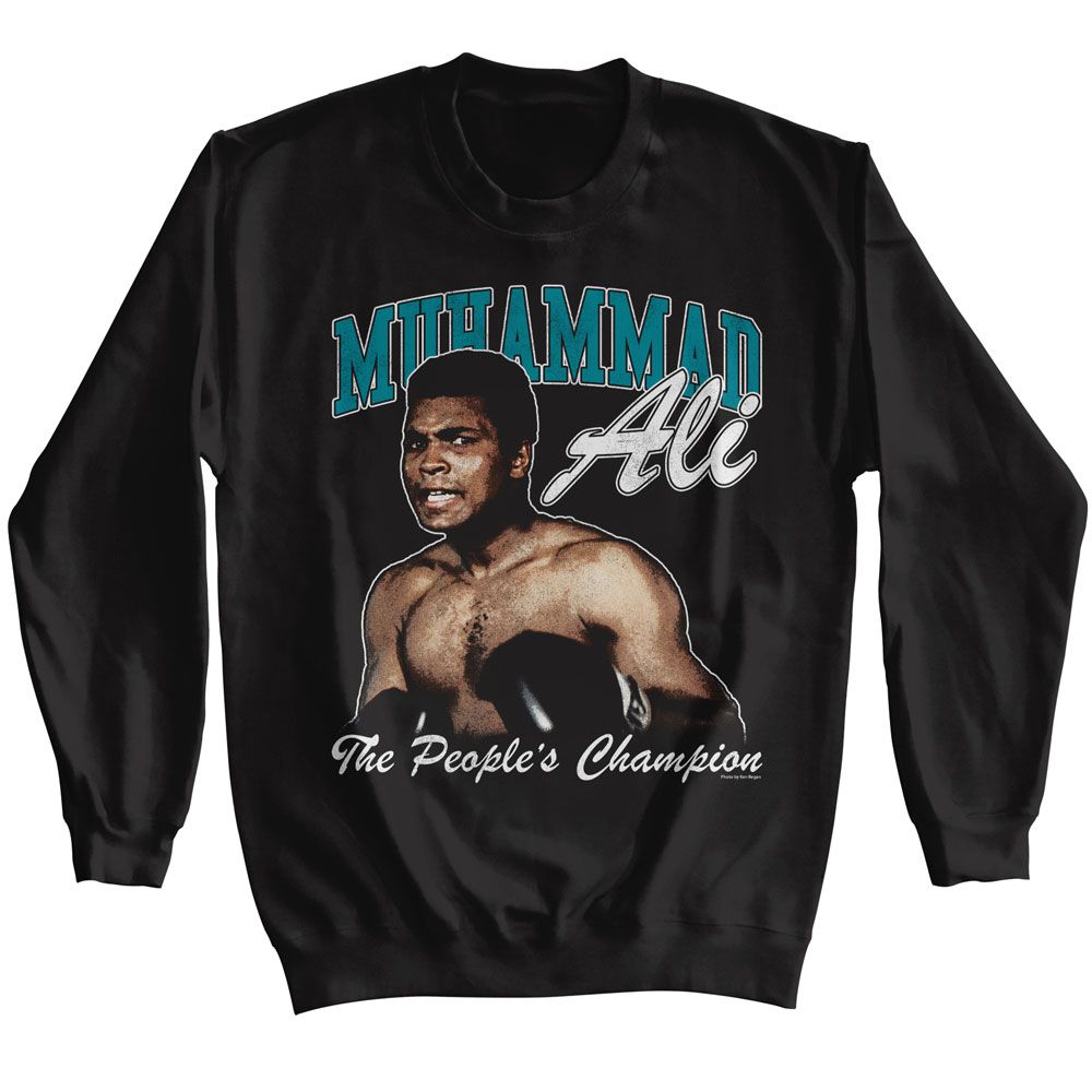Black Muhammad Ali sweatshirt featuring Muhammad Ali The Peoples Champion design