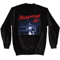 Black Muhammad Ali sweatshirt featuring Muhammad Ali dramatic text treatment design