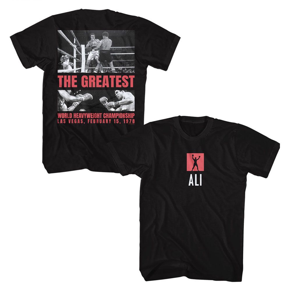 Black Muhammad Ali t-shirt featuring Muhammad Ali Boxing Match Of Century design