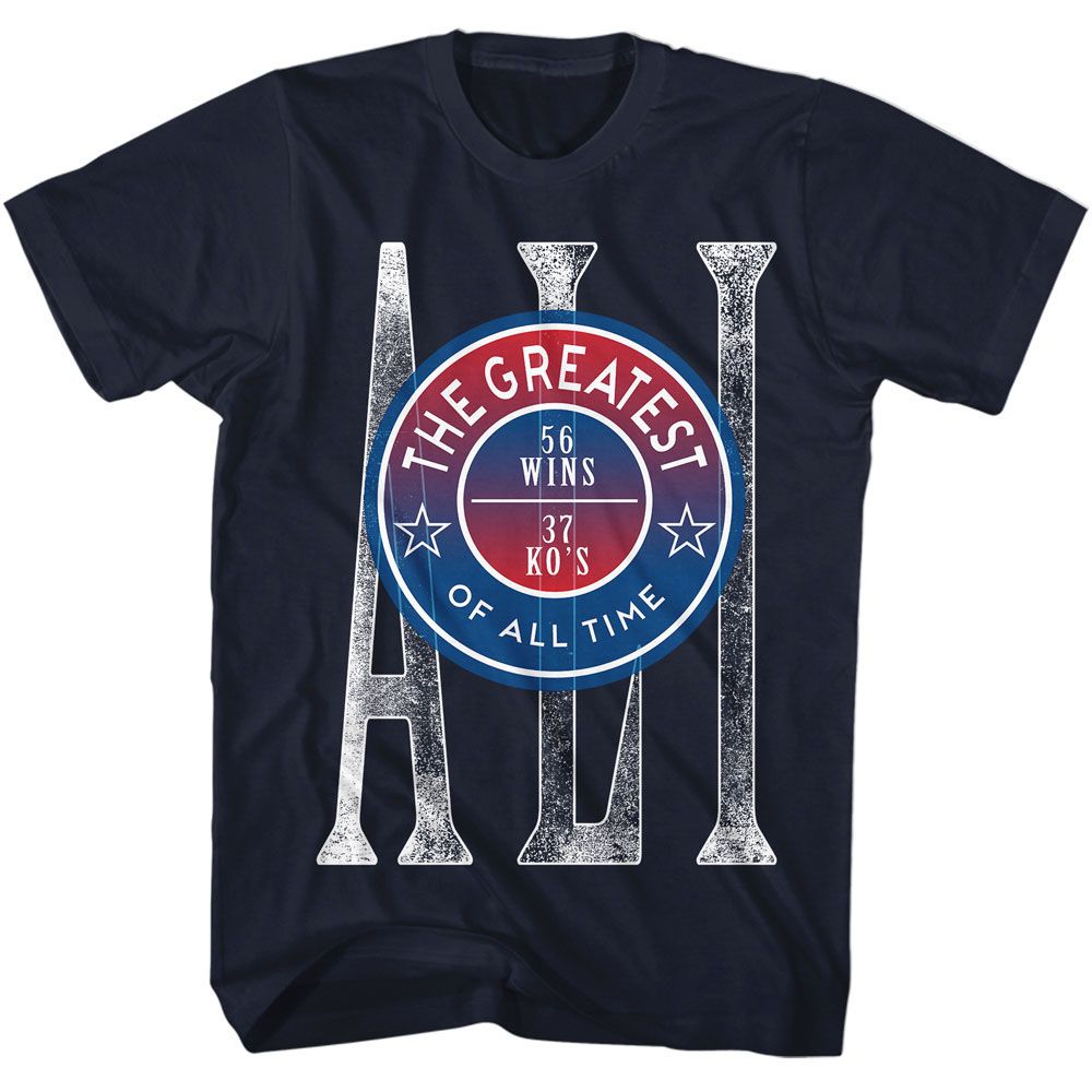 Navy Muhammad Ali t-shirt featuring Muhammad Ali Talli Goat boxing legend design