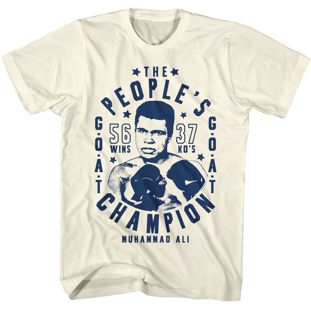 Natural Muhammad Ali t-shirt featuring Muhammad Ali Peoples Champ Goat boxing legend design