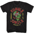 Black Muhammad Ali t-shirt featuring Muhammad Ali RITJ 74 Rumble in the Jungle design