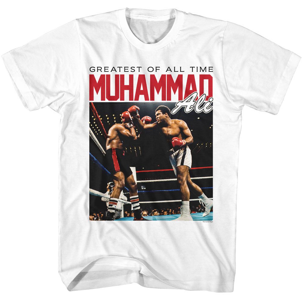 White Muhammad Ali t-shirt featuring Muhammad Ali Fight Ring boxing design