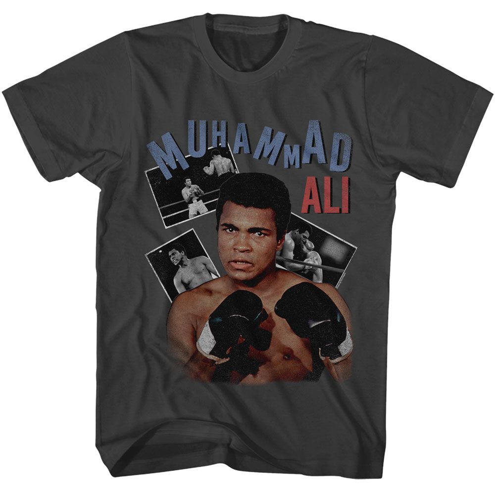 Smoke gray Muhammad Ali t-shirt featuring Muhammad Ali photos collage design