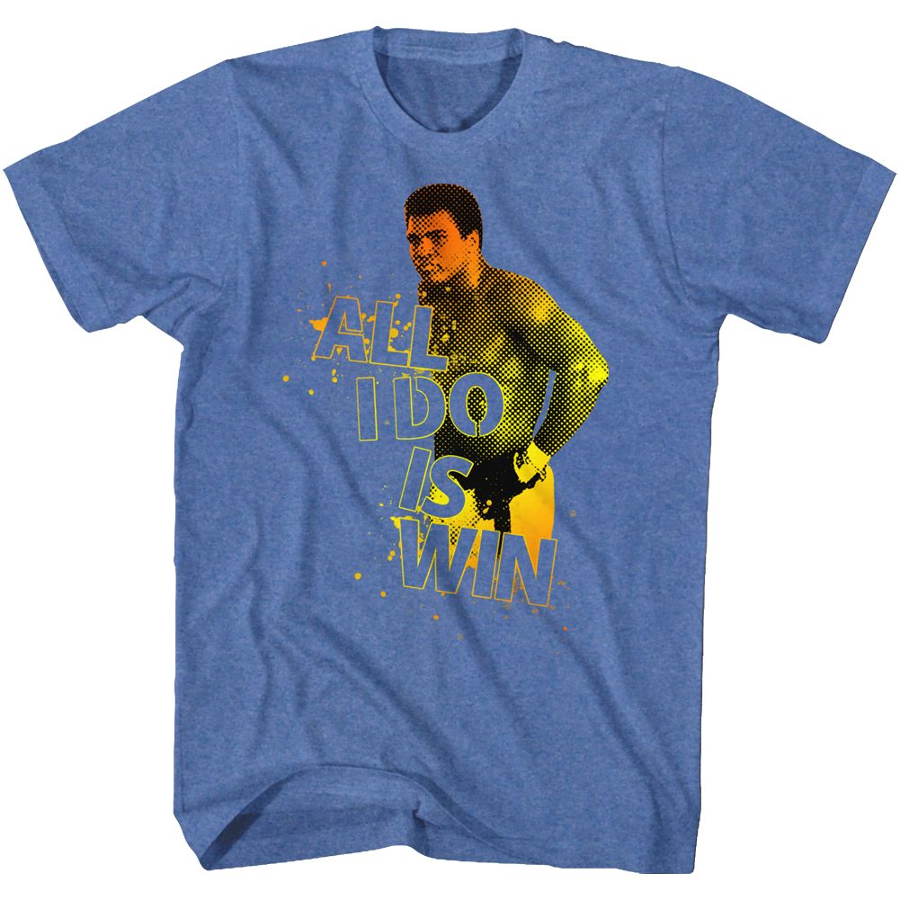 Royal blue heather Muhammad Ali t-shirt featuring Muhammad Ali Winner championship design