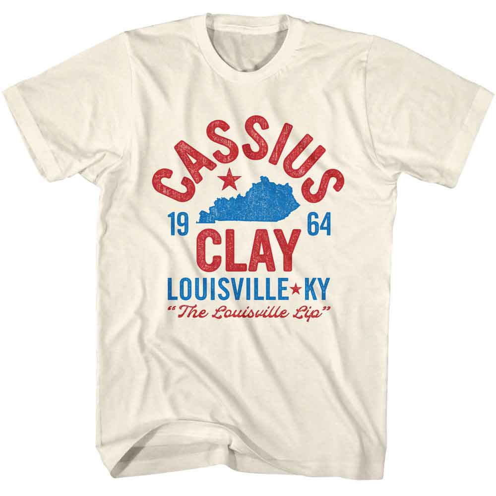 Natural Muhammad Ali t-shirt featuring Muhammad Ali Cassius Clay Louisville 64 design