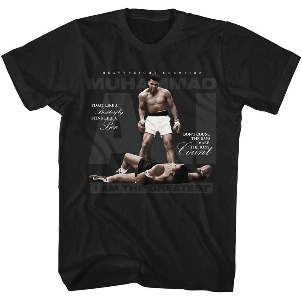 Black Muhammad Ali t-shirt featuring Muhammad Ali Iatg boxing legend design