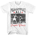White Muhammad Ali t-shirt featuring Muhammad Ali Heavyweight Peoples Champ design