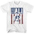 White Muhammad Ali t-shirt featuring Muhammad Ali American Flag patriotic design