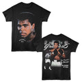 Black Muhammad Ali t-shirt featuring Muhammad Ali The Greatest front and back design