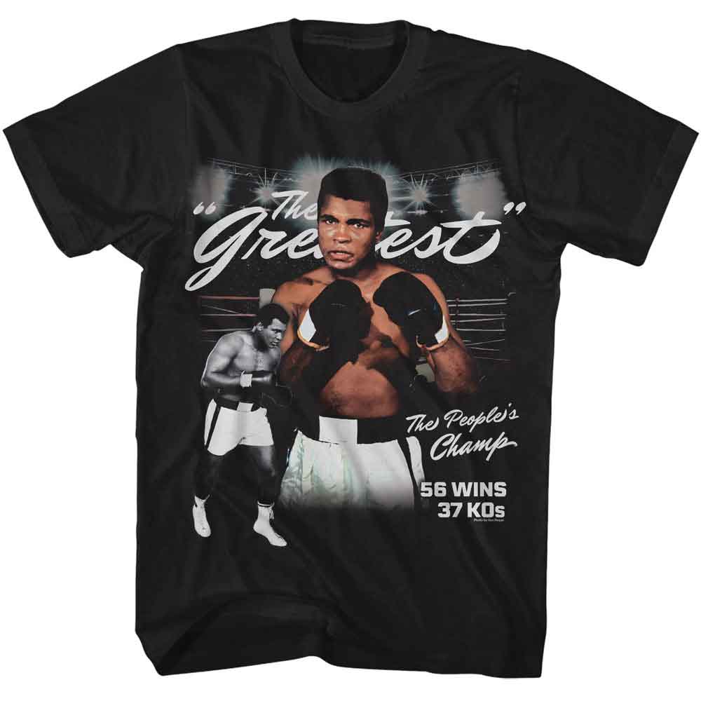 Black Muhammad Ali t-shirt featuring Muhammad Ali The Greatest boxing legend design
