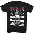 Black Muhammad Ali t-shirt featuring Muhammad Ali American Flag patriotic design