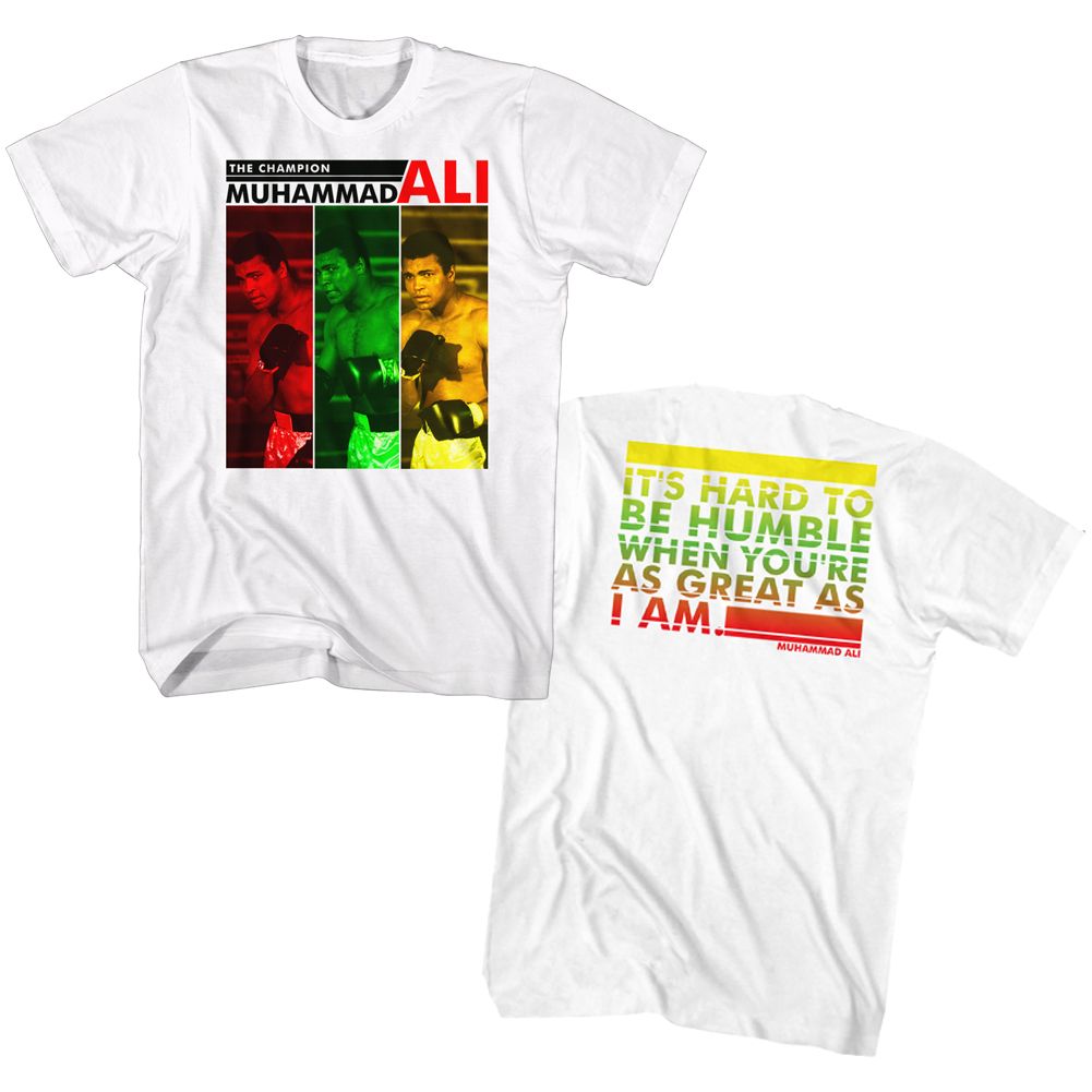 White Muhammad Ali t-shirt featuring Muhammad Ali The Champion design