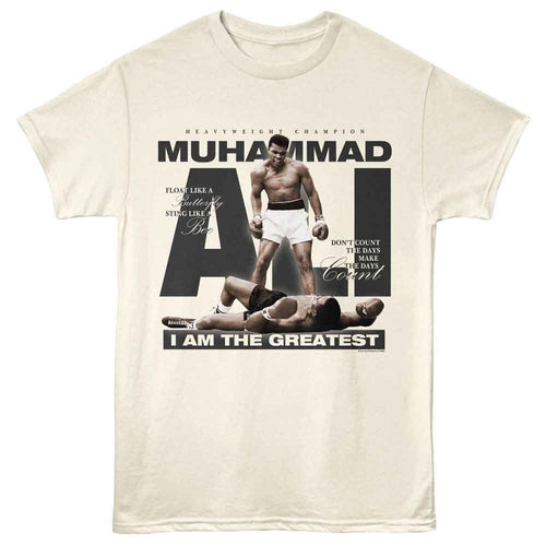 Natural Muhammad Ali t-shirt featuring Muhammad Ali iconic photo and quotes design