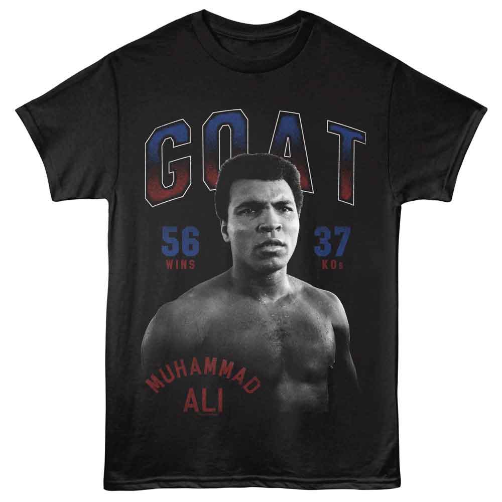 Black Muhammad Ali t-shirt featuring Muhammad Ali Wins And KOs record design