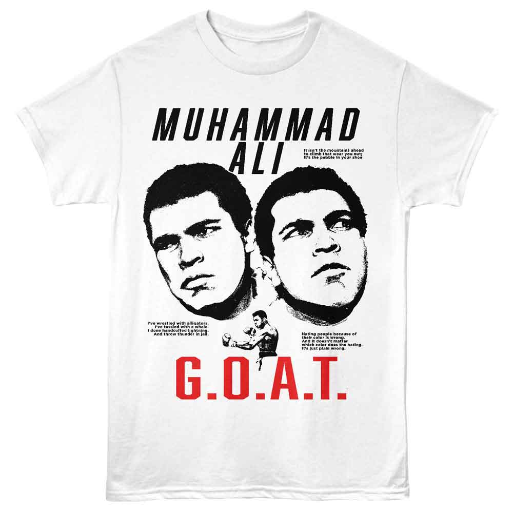 White Muhammad Ali t-shirt featuring Muhammad Ali Quotes collection design