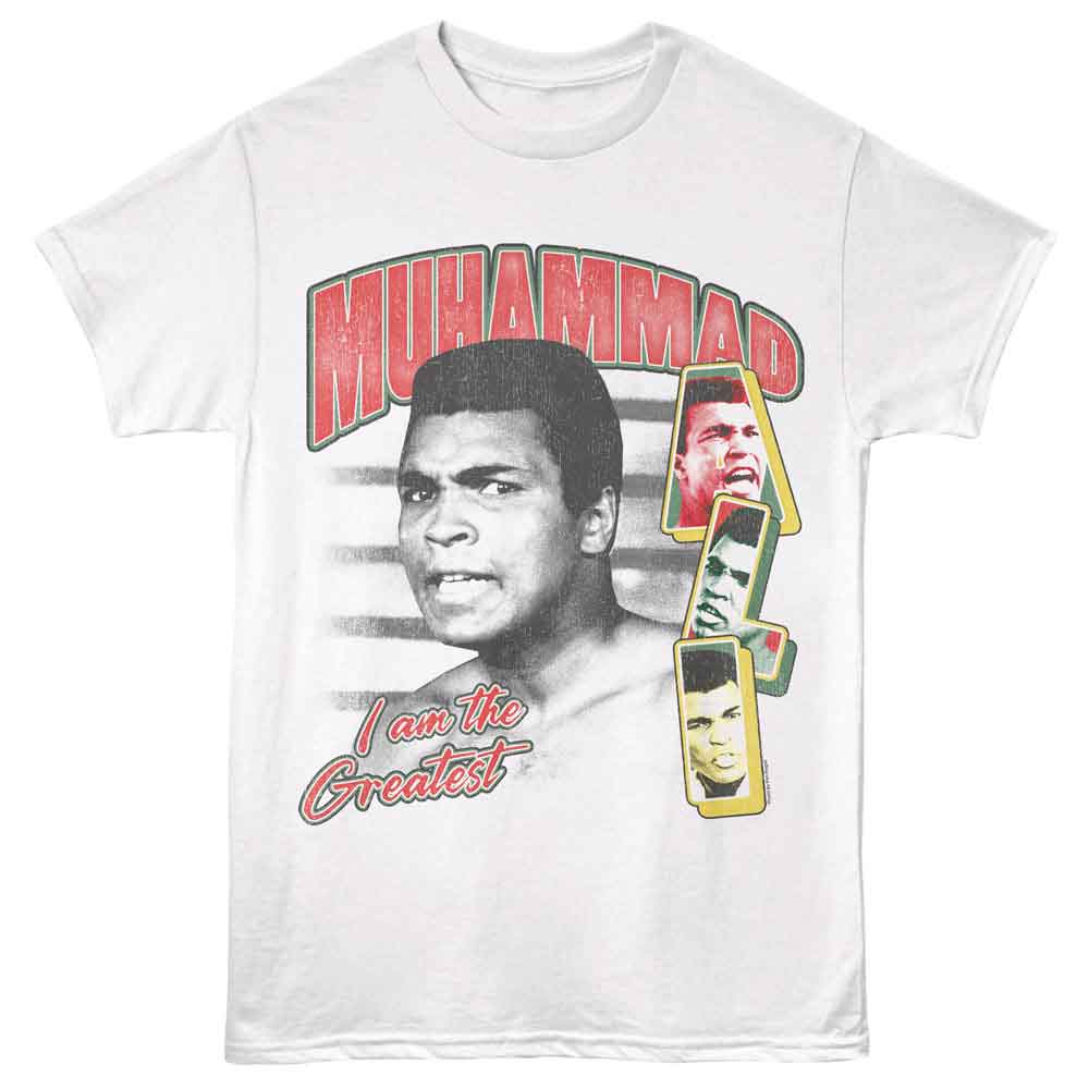 White Muhammad Ali t-shirt featuring Muhammad Ali Letters boxing legend design