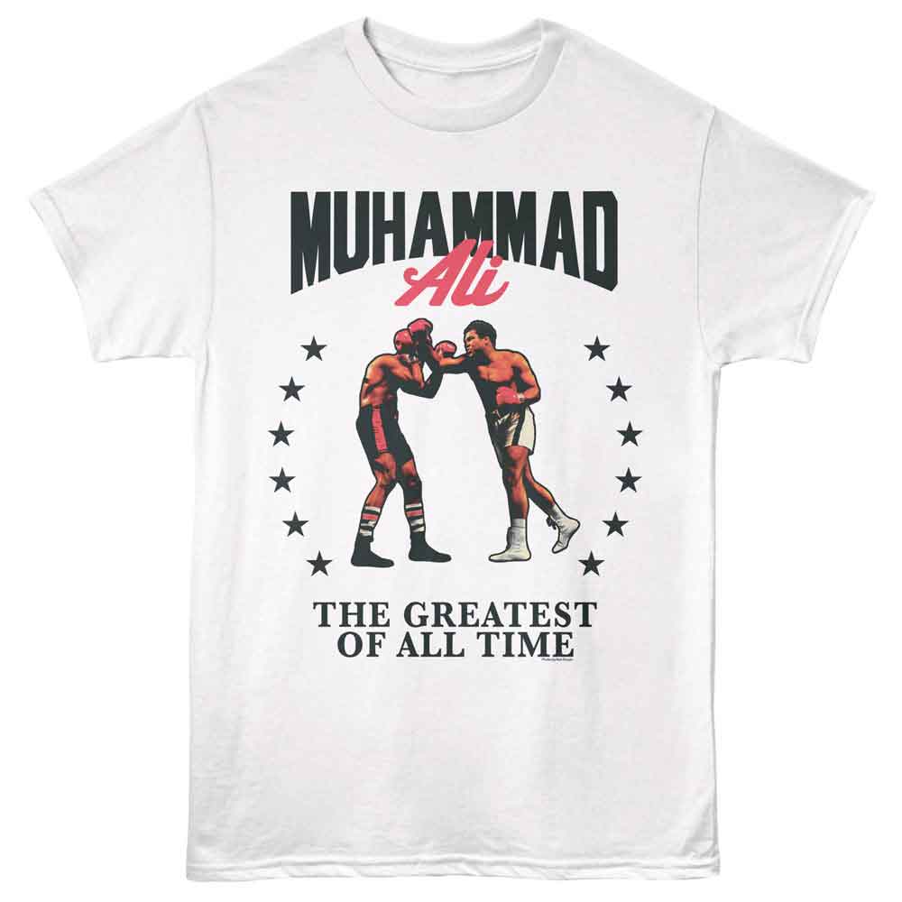 White Muhammad Ali t-shirt featuring Muhammad Ali In Stars design