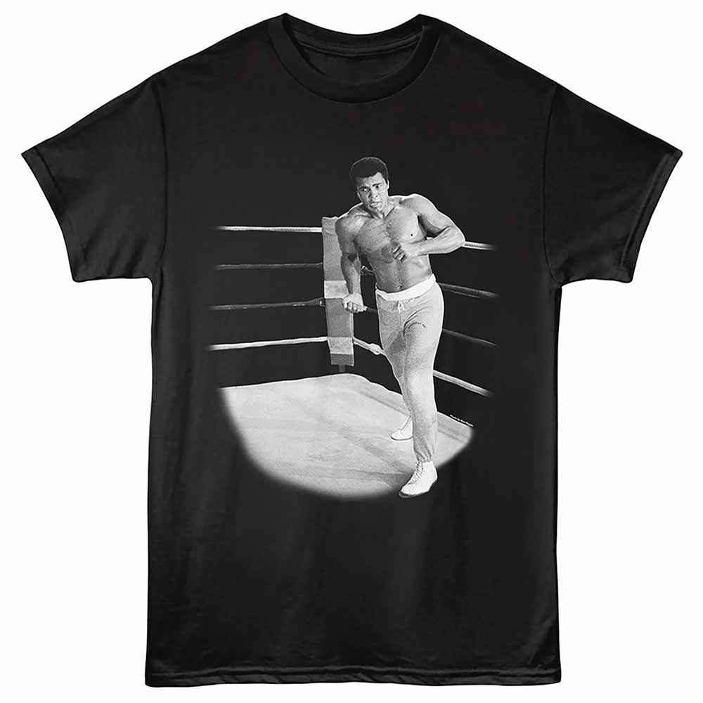 Black Muhammad Ali t-shirt featuring Muhammad Ali Training camp boxing design