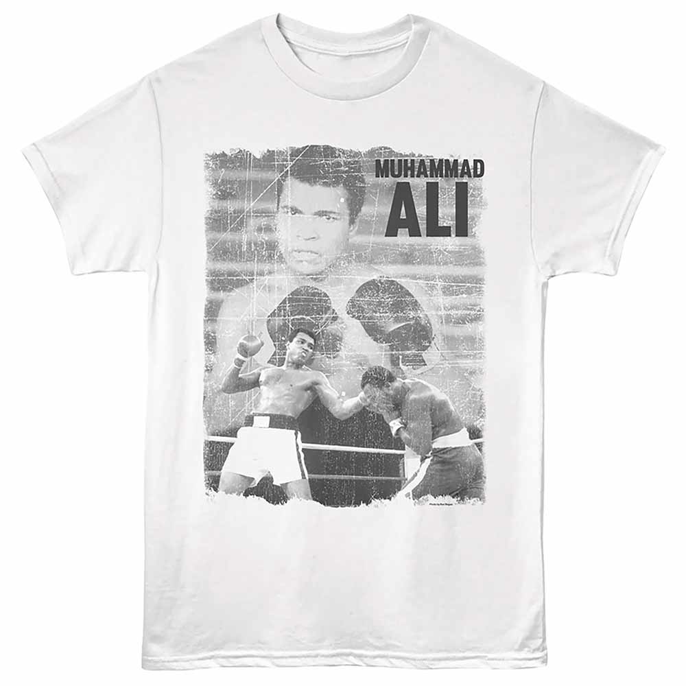 White Muhammad Ali t-shirt featuring Muhammad Ali Fight boxing design