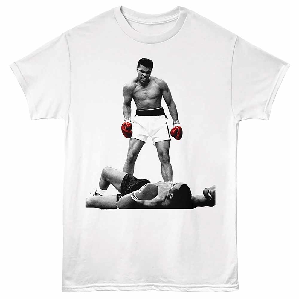 White Muhammad Ali t-shirt featuring Muhammad Ali Stand boxing legend design