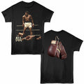 Black Muhammad Ali t-shirt featuring a Hanging Gloves Back design