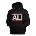 Black Muhammad Ali pullover hoodie featuring a Run Ali design