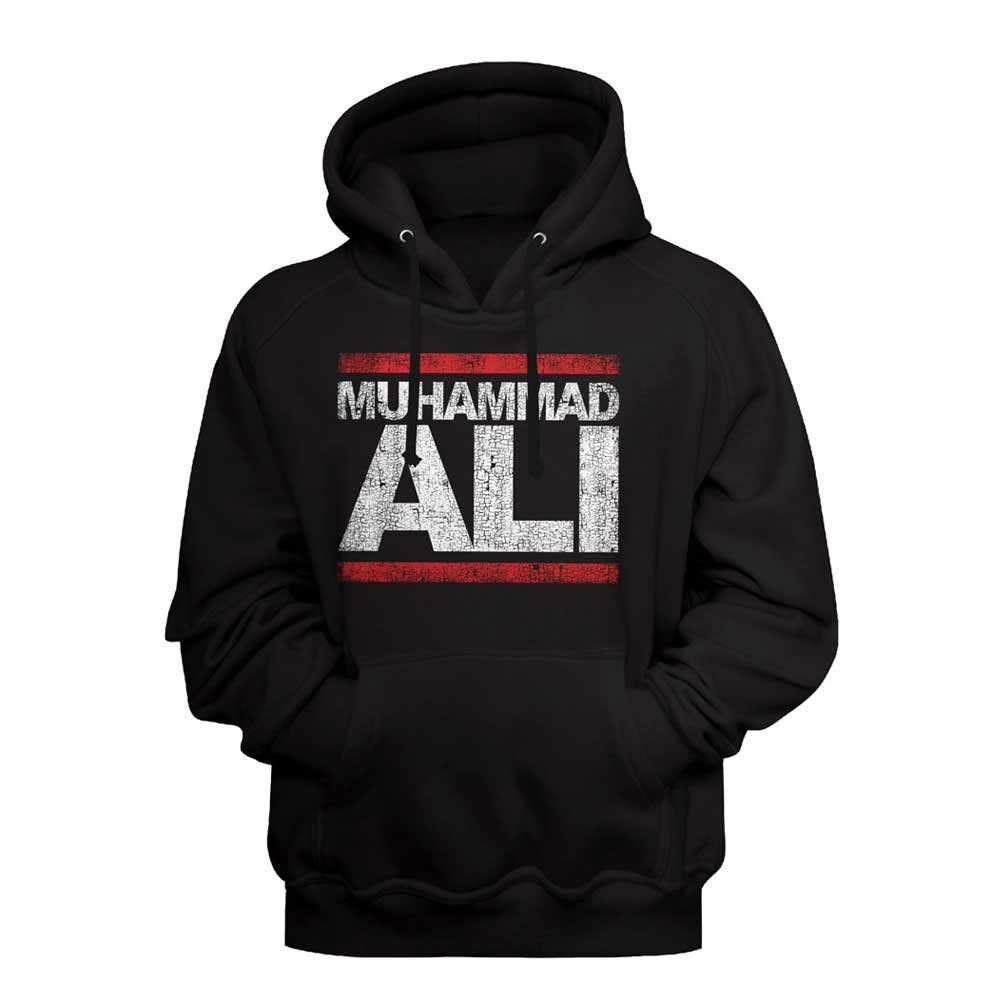 Black Muhammad Ali pullover hoodie featuring a Run Ali design
