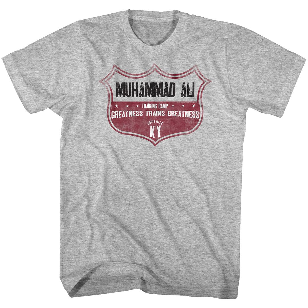 Gray heather Muhammad Ali t-shirt featuring Muhammad Ali Ali Crest emblem design