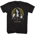 Black Alanis Morissette t-shirt featuring Alanis Morissette yellow spiral design