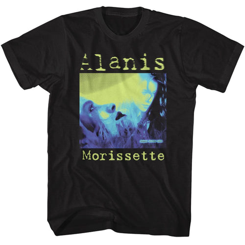Black Alanis Morissette t-shirt featuring Alanis Morissette tricolor Jagged Little Pill album design