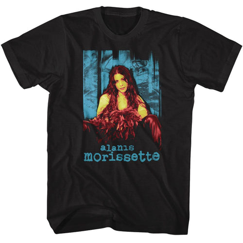 Black Alanis Morissette t-shirt featuring Alanis Morissette tricolor design