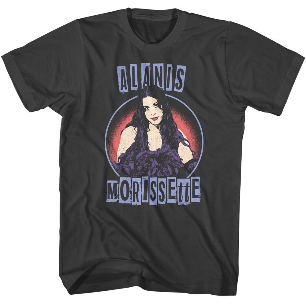 Smoke gray Alanis Morissette t-shirt featuring Alanis Morissette threshold circle design
