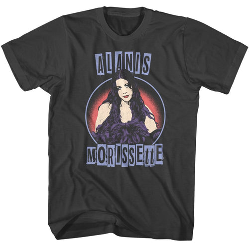 Smoke gray Alanis Morissette t-shirt featuring Alanis Morissette threshold circle design