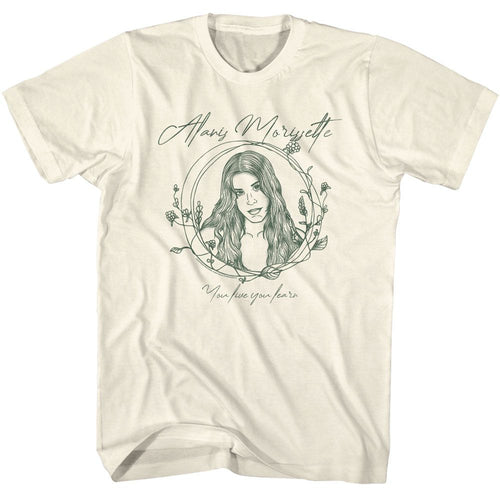Natural Alanis Morissette t-shirt featuring Alanis Morissette You Learn song sketch design