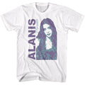 White Alanis Morissette t-shirt featuring Alanis Morissette duotone portrait design