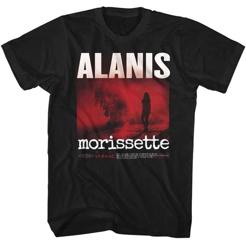 Black Alanis Morissette t-shirt featuring Alanis Morissette in concert live stage performance design