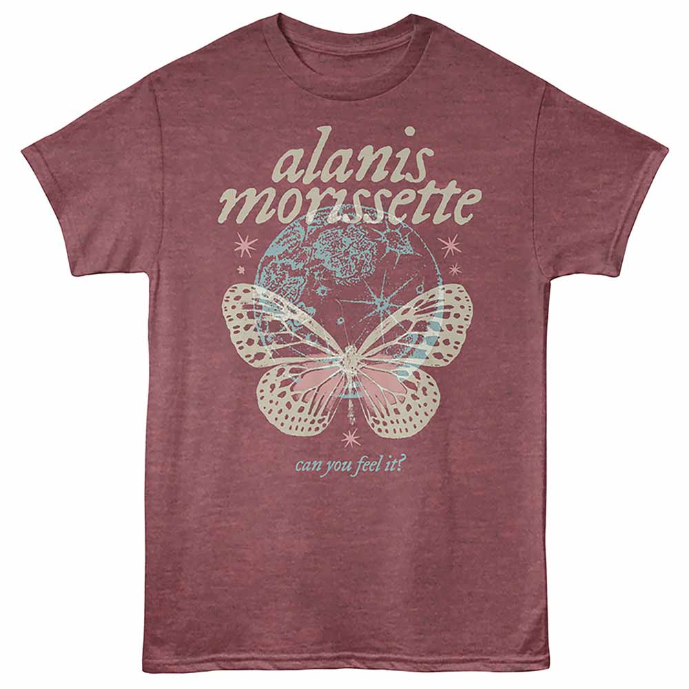 Can You Feel It Alanis Morissette t-shirt in vintage maroon heather