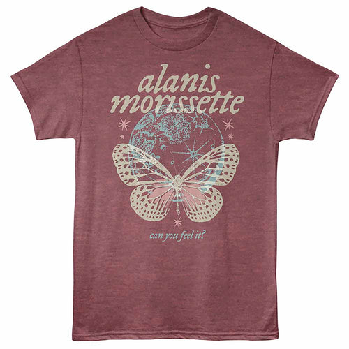 Can You Feel It Alanis Morissette t-shirt in vintage maroon heather
