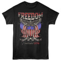 Black patriotic t-shirt featuring a Freedom 1776 design