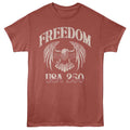 Terracotta patriotic t-shirt featuring a Freedom USA 250 design