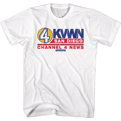 White Anchorman t-shirt featuring Anchorman Channel 4 News Team logo design