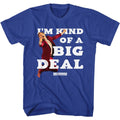 Royal blue Anchorman t-shirt featuring Anchorman Big Deal Ron Burgundy quote design