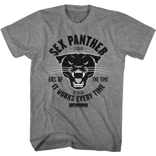 Graphite heather Anchorman t-shirt featuring Anchorman Sex Panther cologne Brian Fantana design