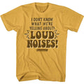 Ginger orange Anchorman t-shirt featuring Anchorman Loud Noises Brick Tamland quote design