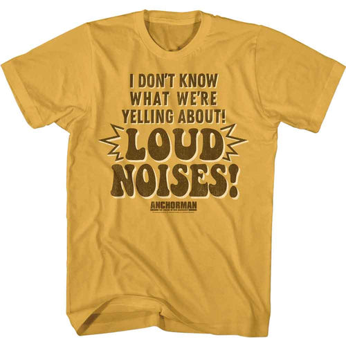 Ginger orange Anchorman t-shirt featuring Anchorman Loud Noises Brick Tamland quote design