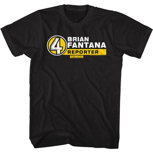 Black Anchorman t-shirt featuring Anchorman Brian Fantana name tag design