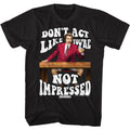 Black Anchorman t-shirt featuring Anchorman Not Impressed Ron Burgundy quote design