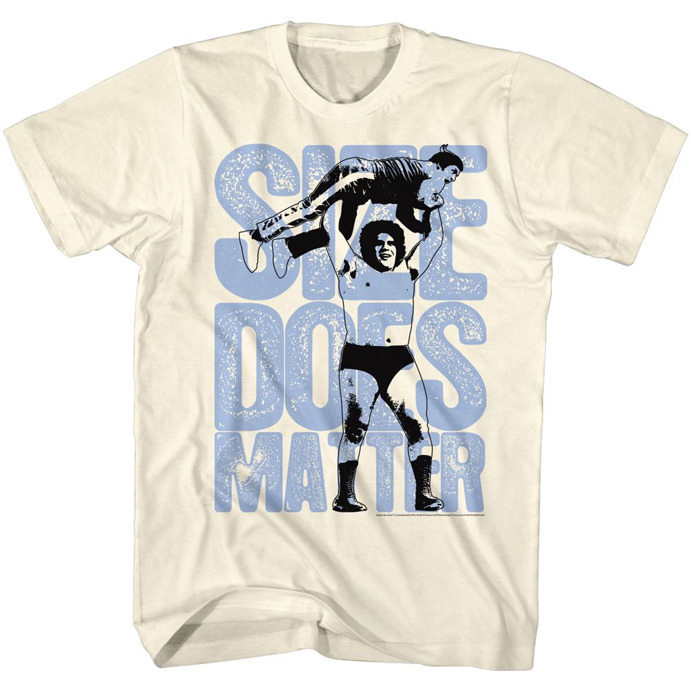 Natural Andre the Giant t-shirt featuring Andre the Giant Size design