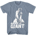 Indigo heather Andre the Giant t-shirt featuring Andre the Giant portrait design